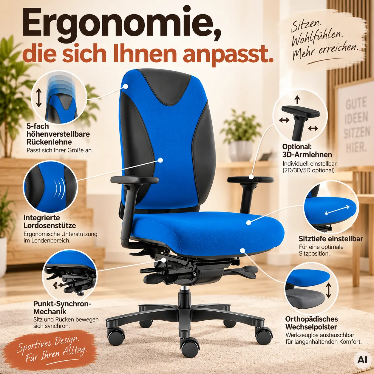 Evo Sport M - Ergonomischer top Bürostuhl